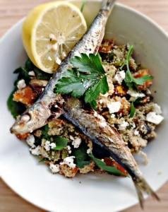 Mediterranean couscous salad with sardines 